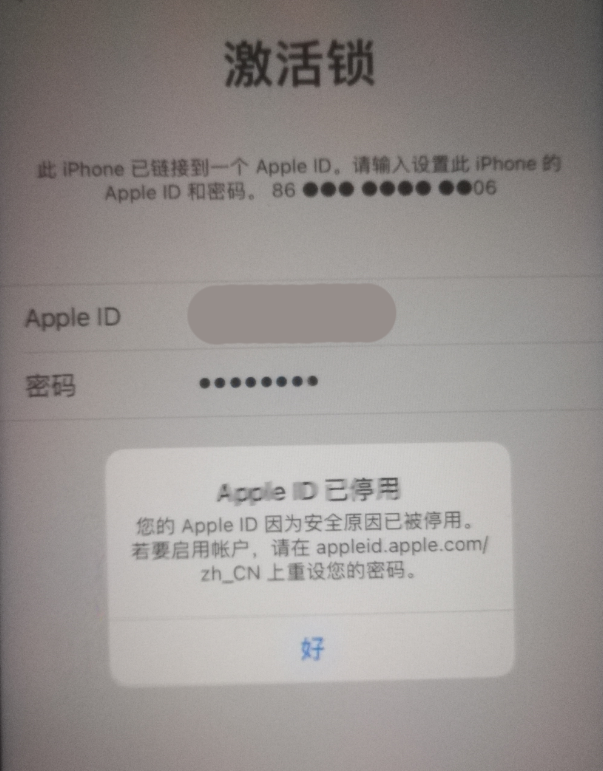 泌阳苹果手机维修分享iPhone 12 出现提示“Apple ID 已停用”怎么办 