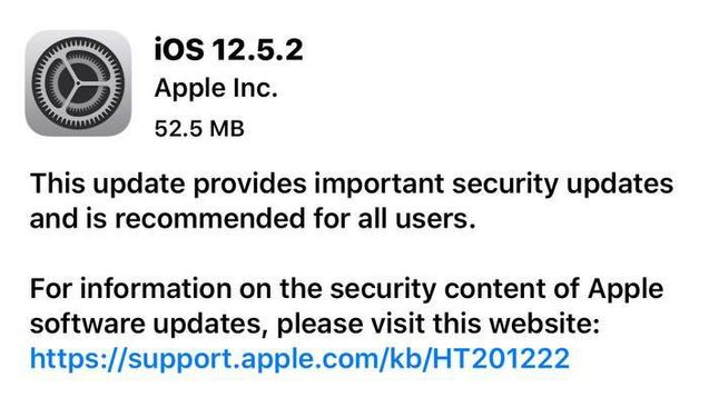 泌阳苹果手机维修分享iOS12.5.2发布，建议所有老苹果用户安装 